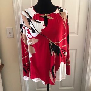 Liz Claiborne Red Patterned Blouse